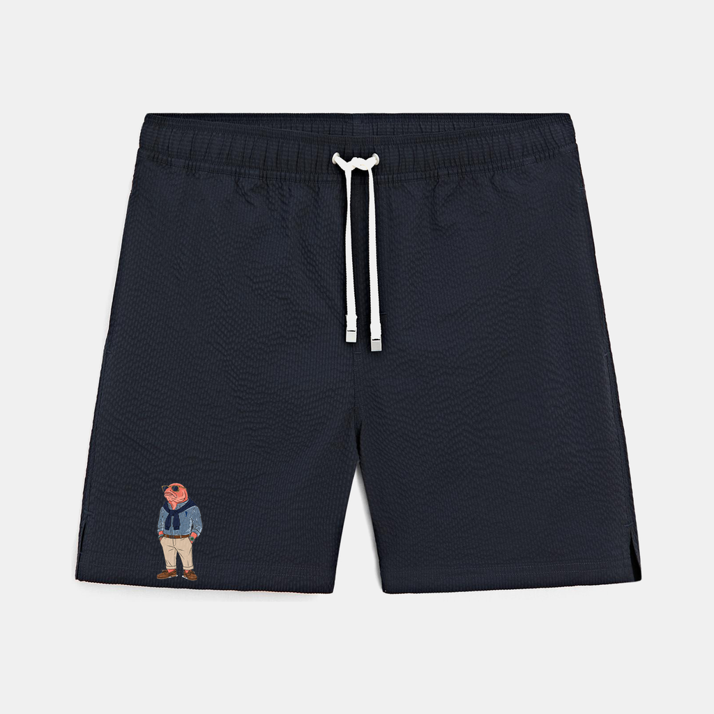 Badehose Sylt Lachs Navy — Vorderseite