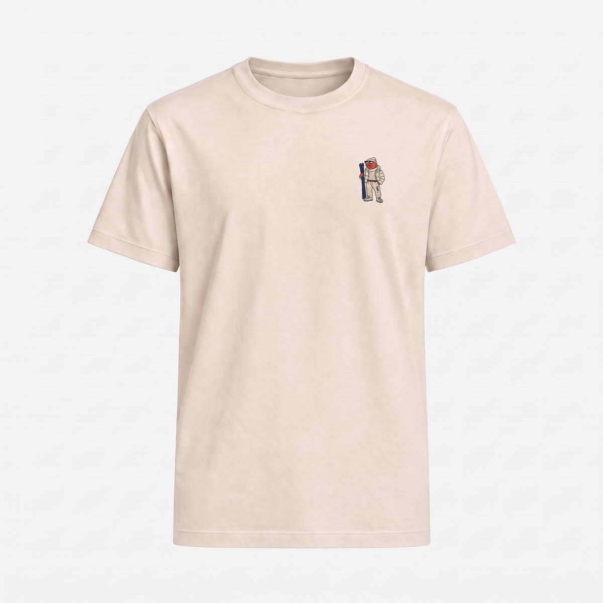 Kitzbühel Lachs T-Shirt Creme – Front mit Bruststickerei