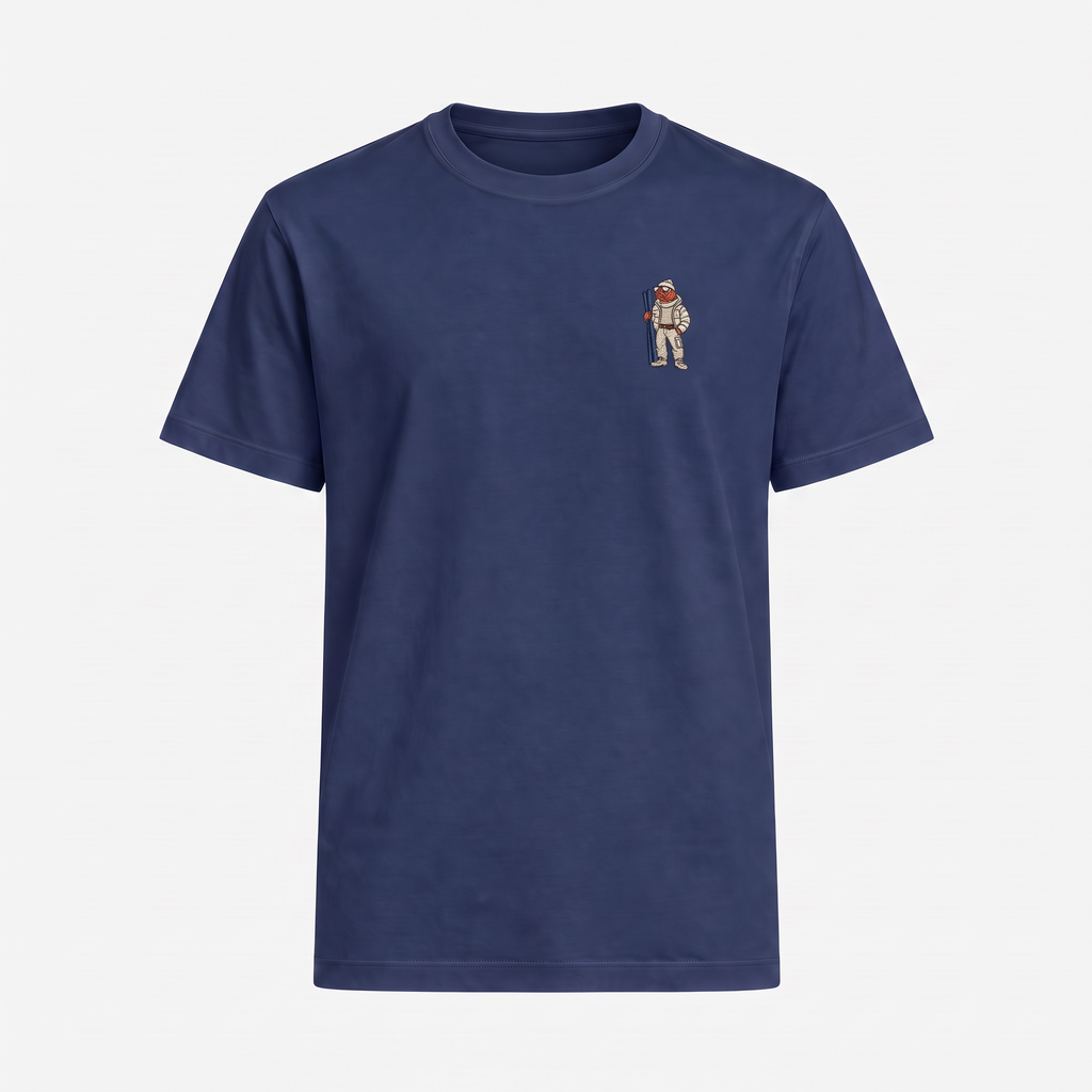 Kitzbühel Lachs T-Shirt Navy – Front mit Bruststickerei