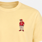 Lachsrari – Stickdetail Nahaufnahme Butter