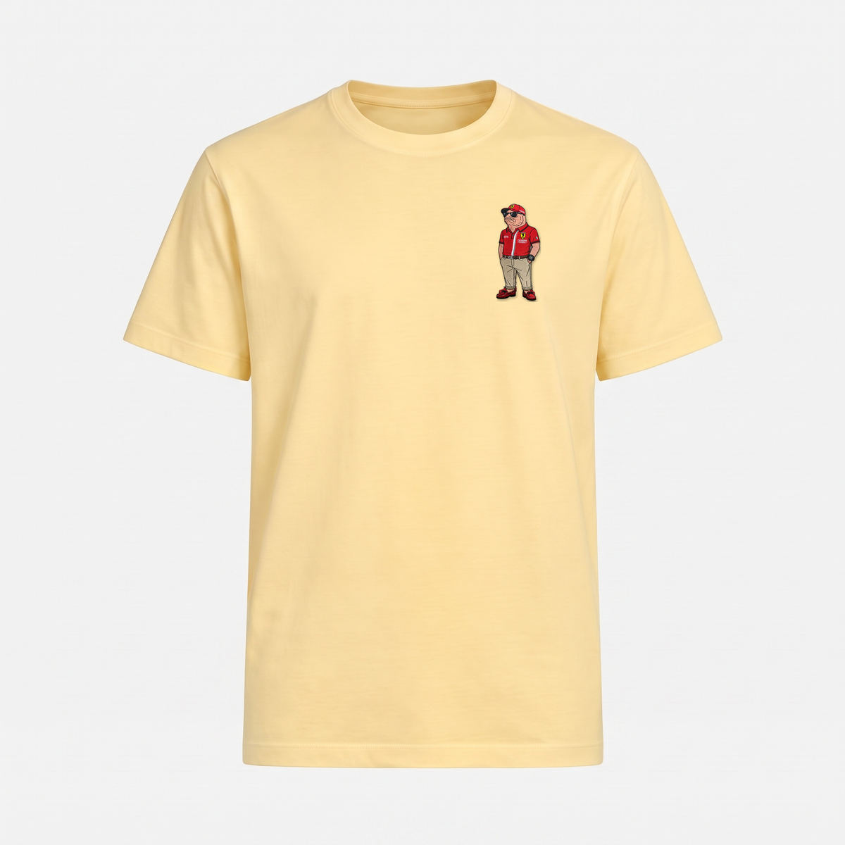 Lachsrari T-Shirt Butter – Front mit Bruststickerei