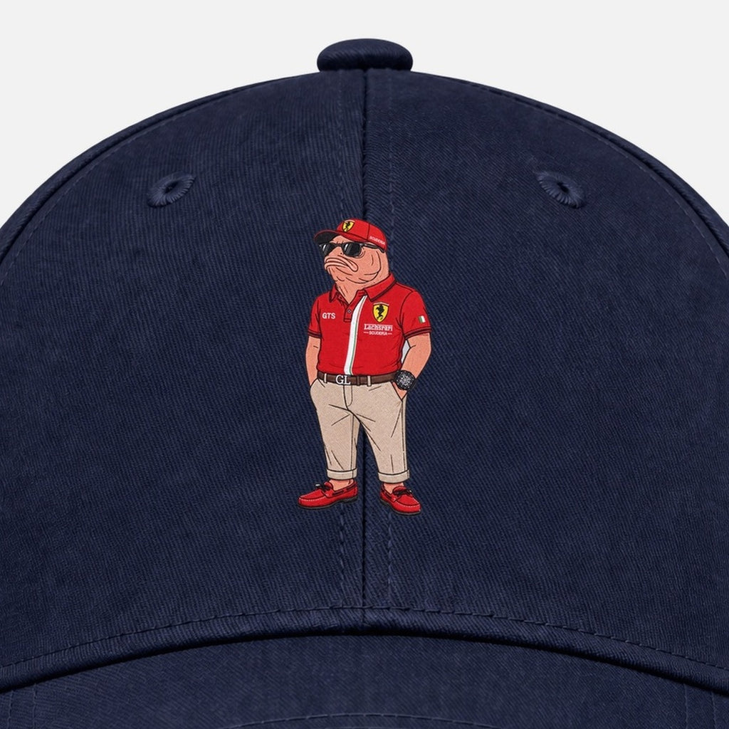 Lachsrari Cap Navy — Stickerei Detail