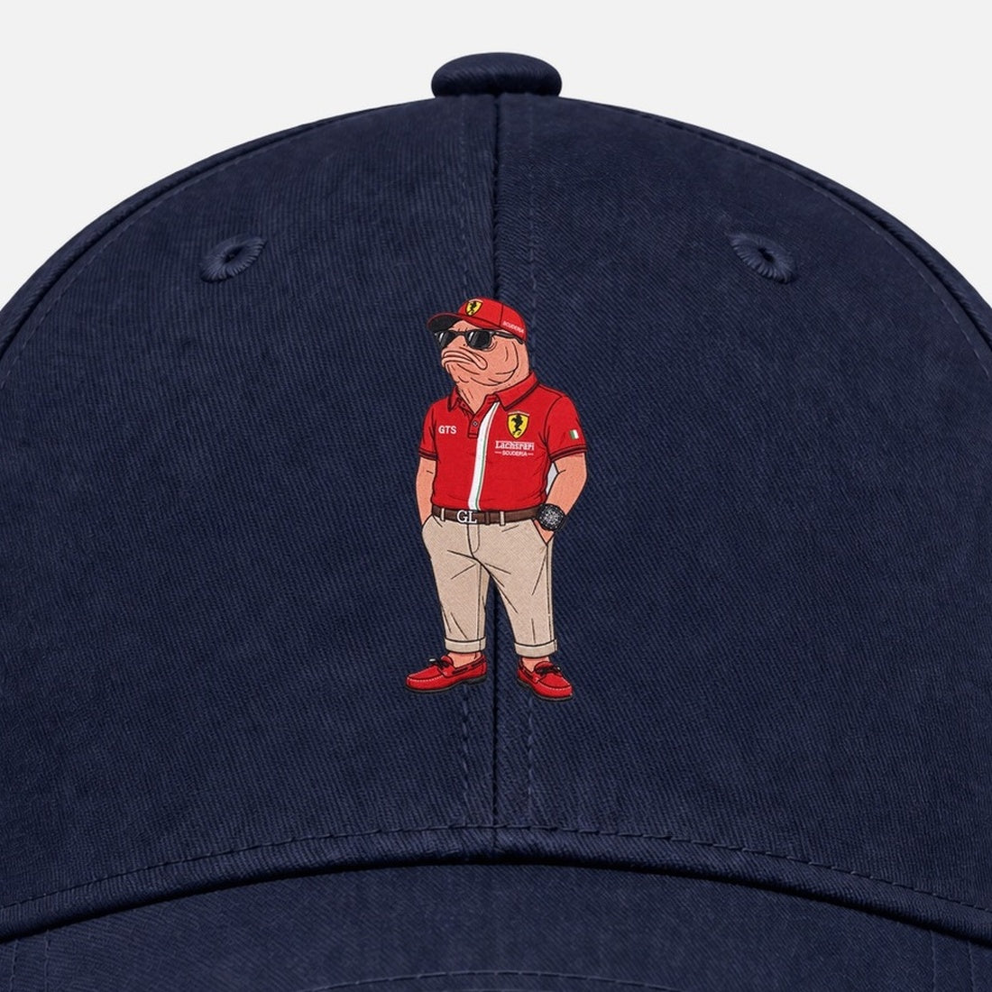 Lachsrari Cap Navy — Stickerei Detail