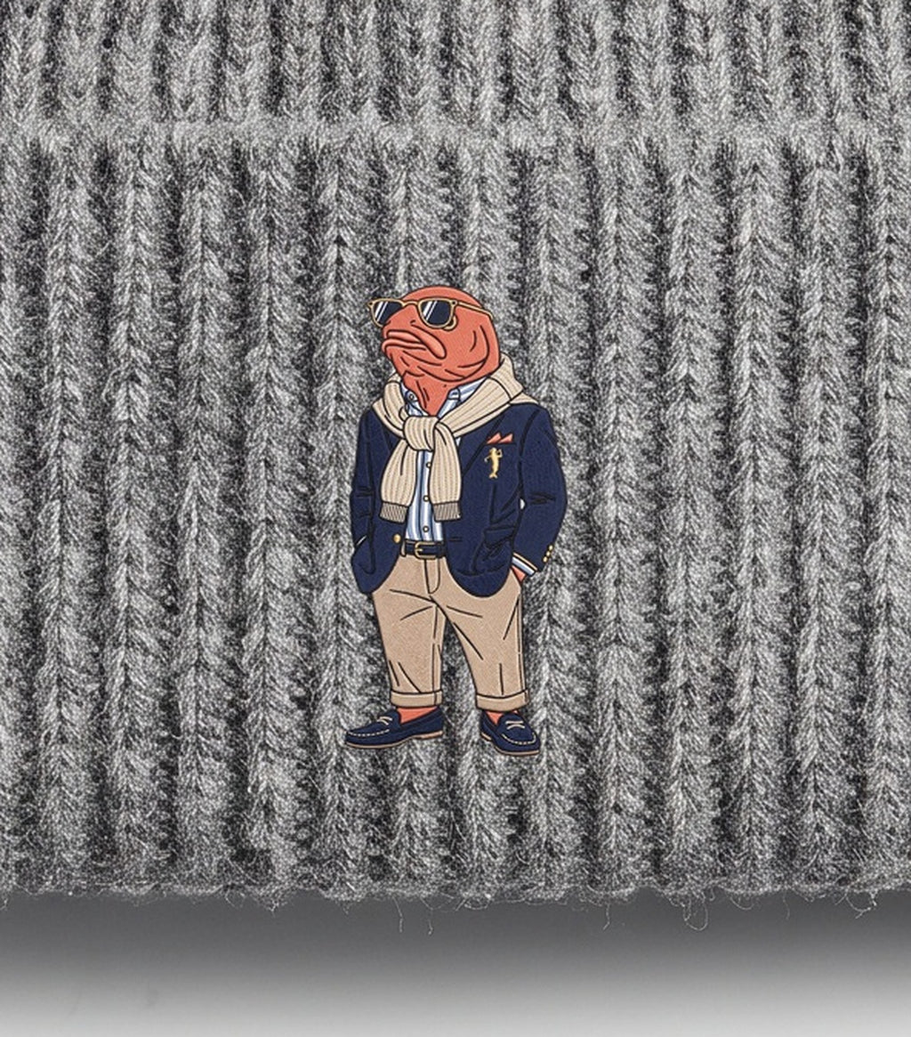 OG Beanie Grau — Stickerei Detail
