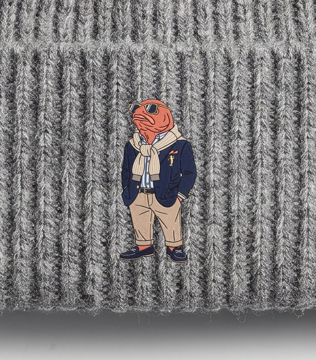 OG Beanie Grau — Stickerei Detail