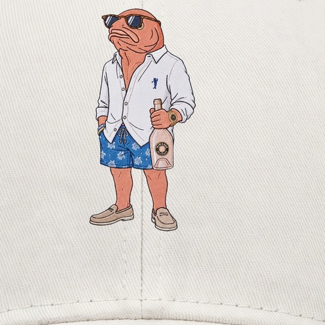 St. Tropez Cap Weiß — Stickerei Detail