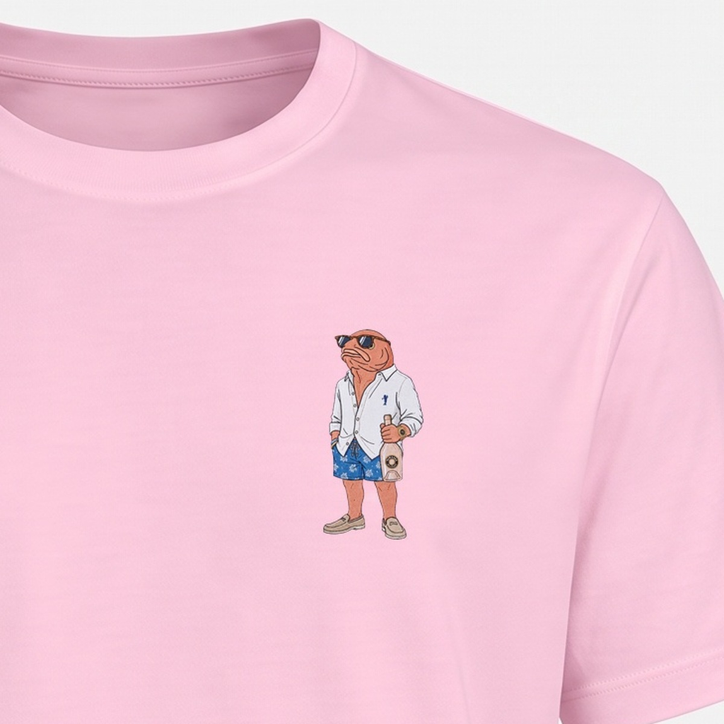 St. Tropez Lachs – Stickdetail Nahaufnahme Rosé