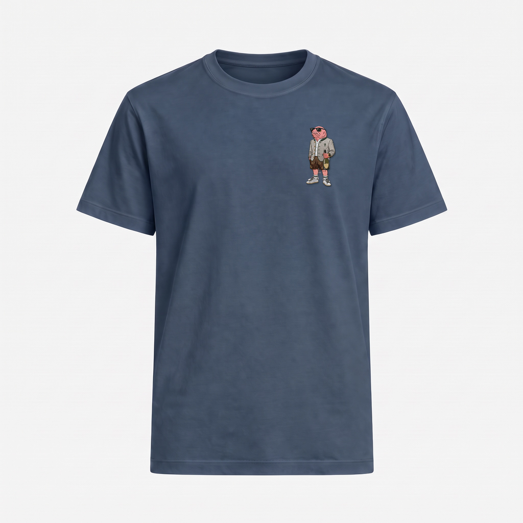 Tegernsee Lachs T-Shirt Stein – Front mit Bruststickerei