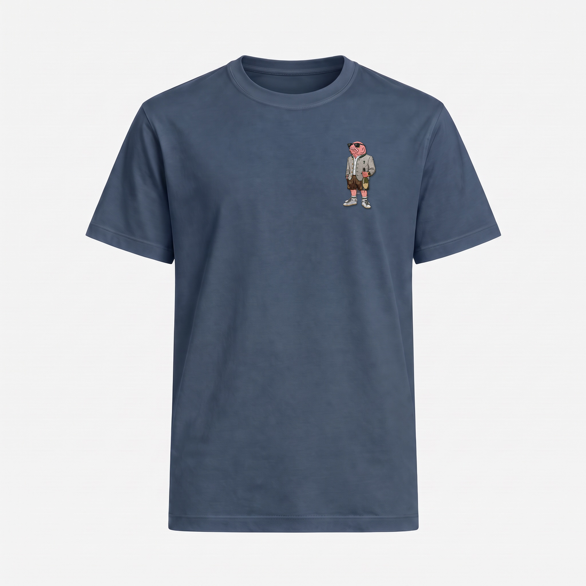 Tegernsee Lachs T-Shirt Stein – Front mit Bruststickerei