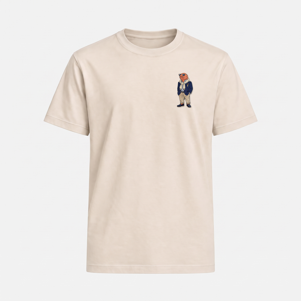 OG Lachs T-Shirt Natürlich – Front mit Bruststickerei