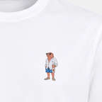 St. Tropez Lachs – Stickdetail Nahaufnahme Weiß