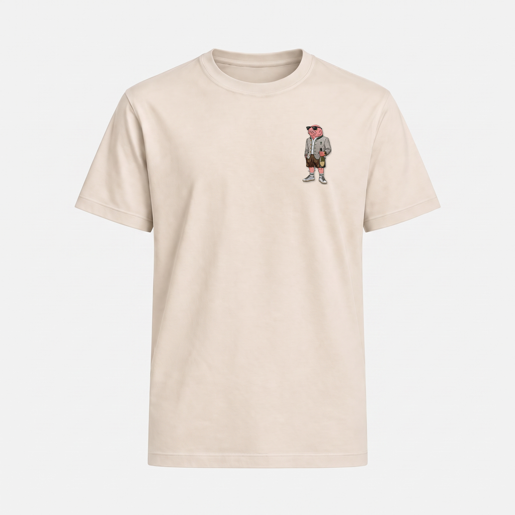 Tegernsee Lachs T-Shirt Natürlich – Front mit Bruststickerei